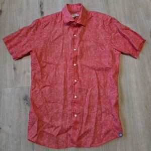 Peter Millar Mens Classic Volta Linen Sport Shirt Size S Geranium